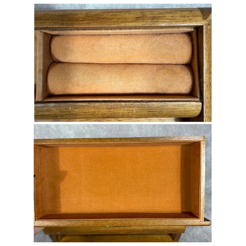 Vtg Rosalco The Commodore Wood Jewelry Box Dresser Valet Tray Organizer Drawer